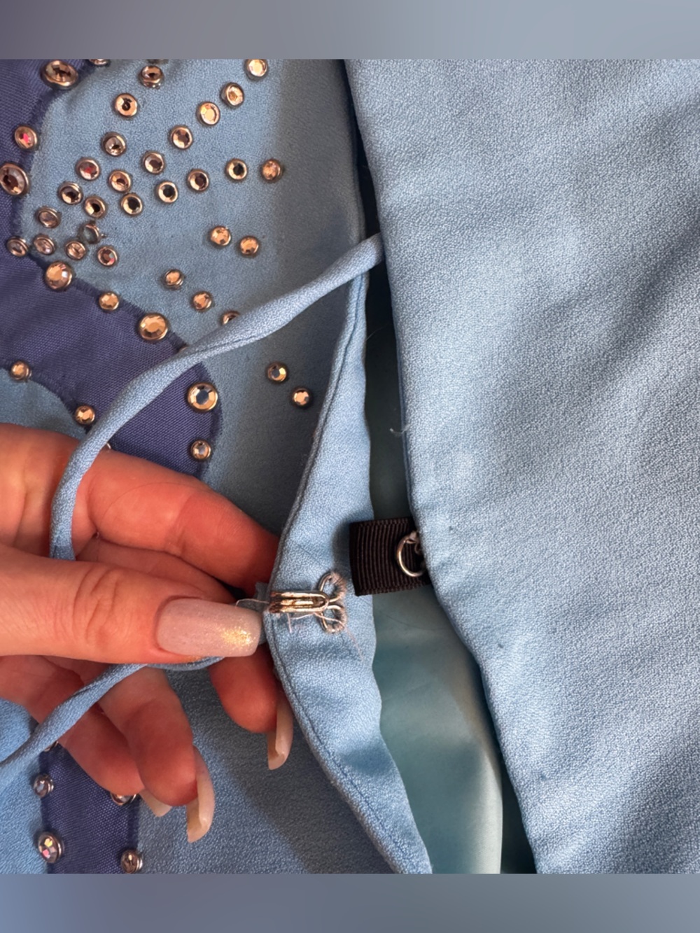 Vintage Silvia's Costume Baby Blue Rhinestone Western Suit Sz XS - Picture 13 of 16
